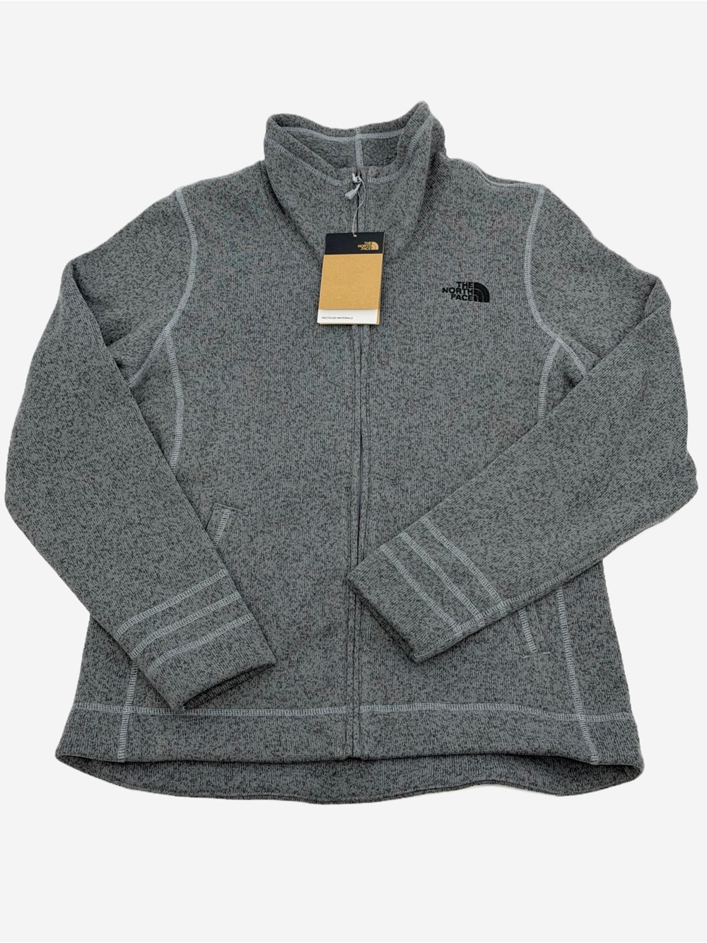 The North Face Women's Sweater Fleece Full Zip Jacket Gray Heather Large NWT - Picture 4 of 13